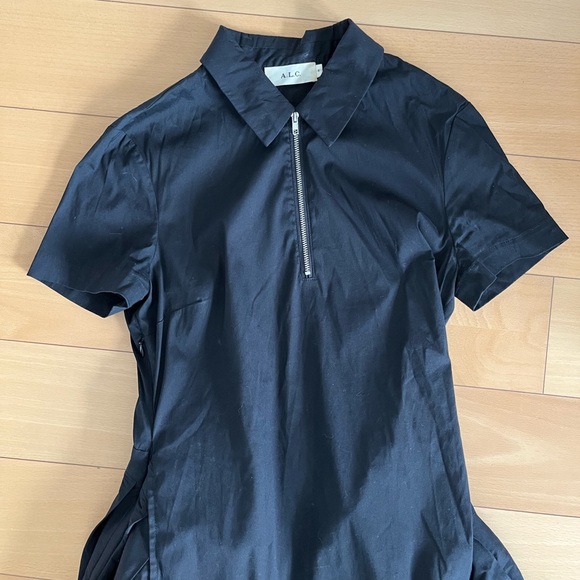 A.L.C collared black cotton poplin dress S 6 - Picture 2 of 6